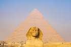 Giza-Cairo-Egypt The Great Sphinx and the Pyramid of Khafre Art Print
